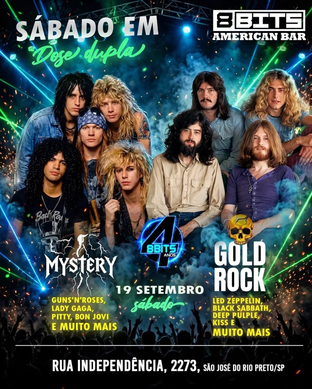 Flyer de Banda GOLDROCK e Banda MYSTERY