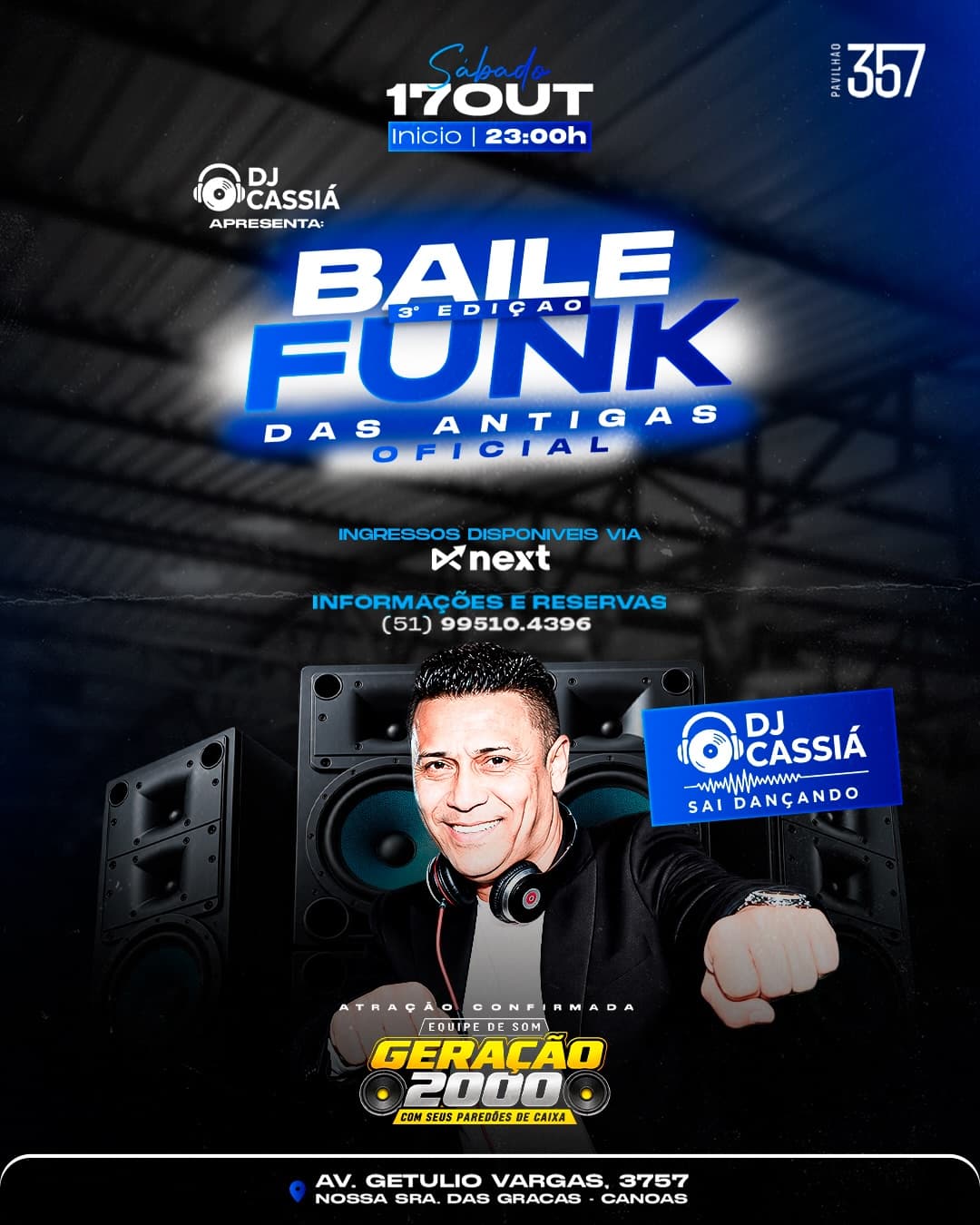 Flyer de DJ Cassiá e EQUIPE DE SOM GERAÇÃO 2000