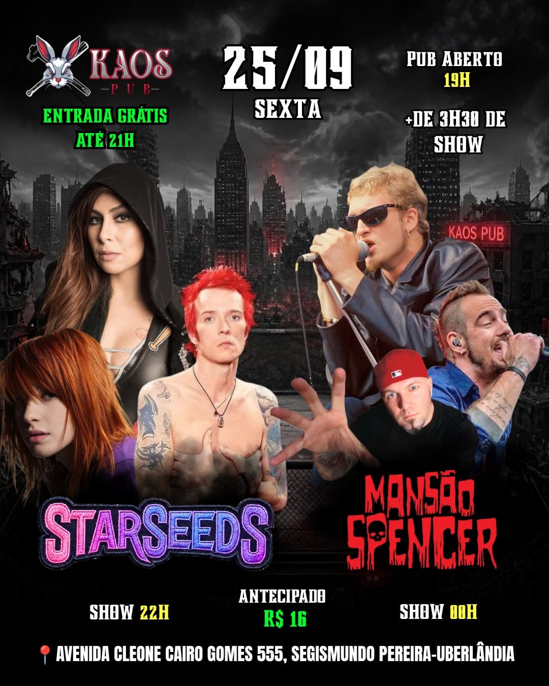 Flyer de Banda StarSeeds e Mansão Spencer
