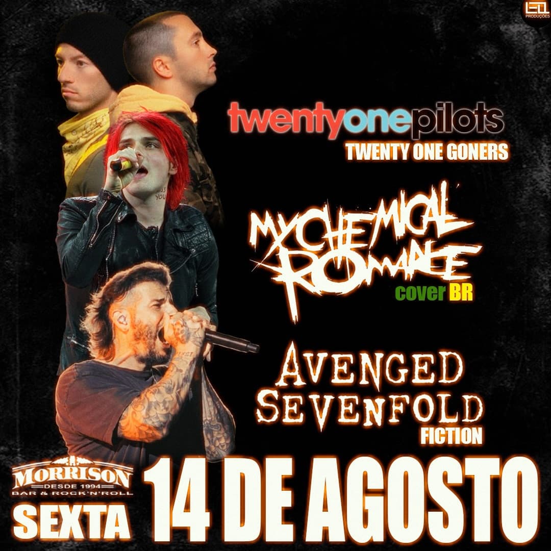 Flyer de My Chemical Romance Cover, Nightmare e mais 1 artista
