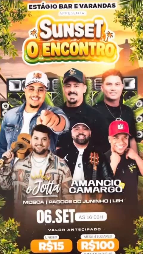 Flyer de O Jotta, Amancio e Camargo, Mosca, Pagode do Juninho e Leh