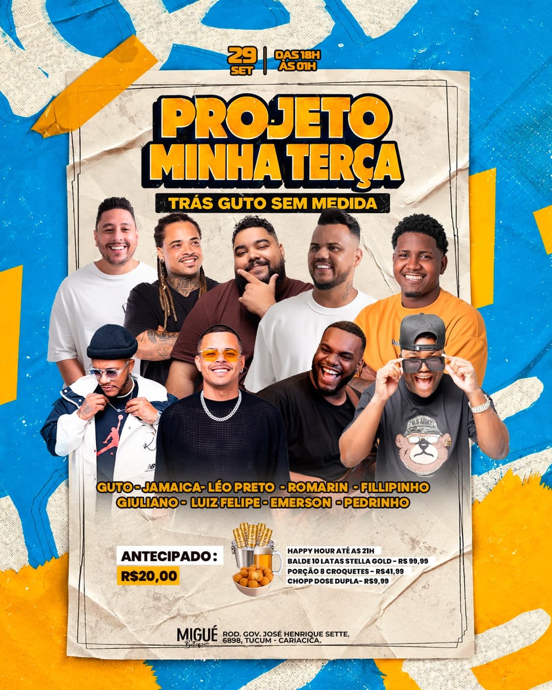 Flyer de Romariin, Leo Preto, ghuto_cantor e mais 5 artistas