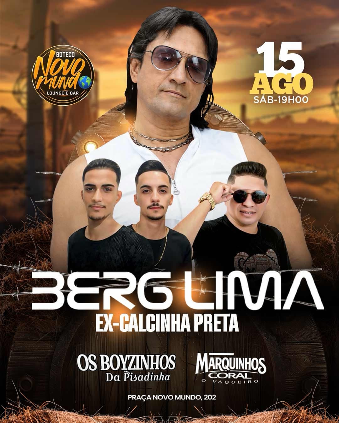 Flyer de Berg Lima, Os Boizinhos da Pisadinha e Marquinhos Coral