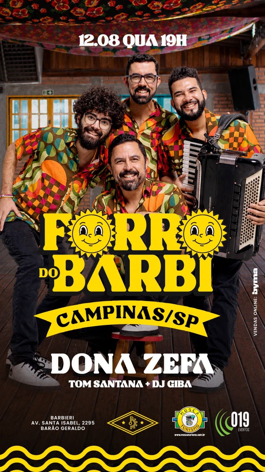 Flyer de Tom Santana, Dona Zefa e DJ Giba