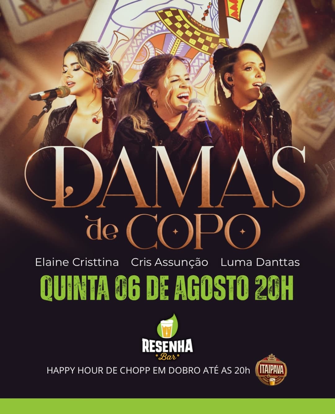 Flyer de Elaine Cristtina, Cris Assunção e Luma Danttas