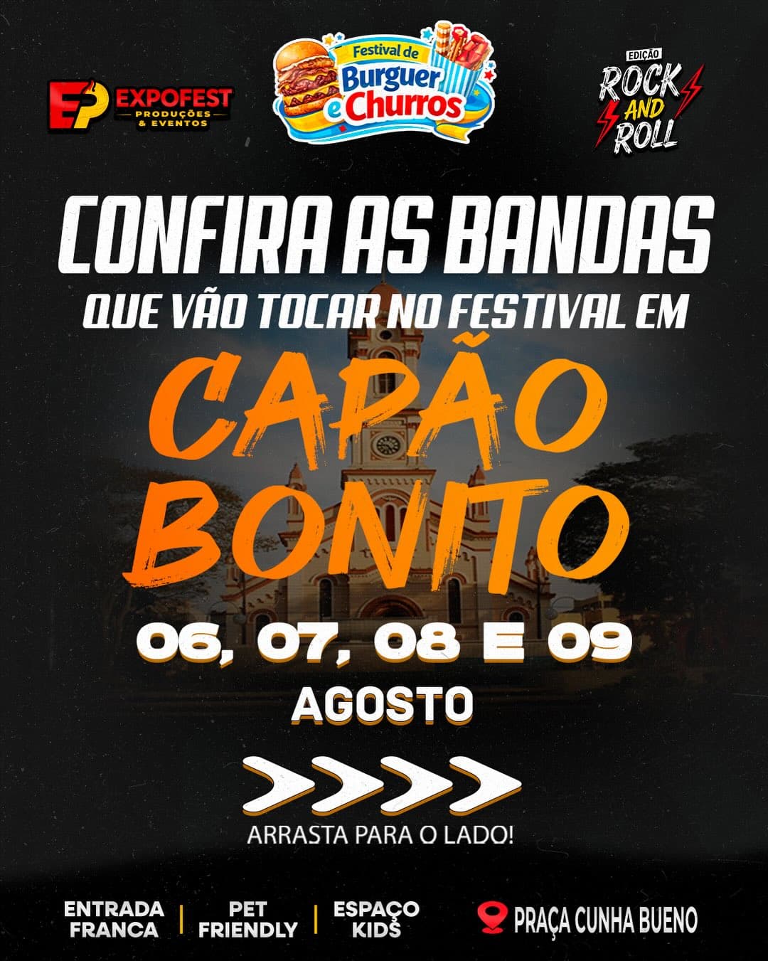 Flyer de Rock in Trio, Bando do Raul e mais 4 artistas