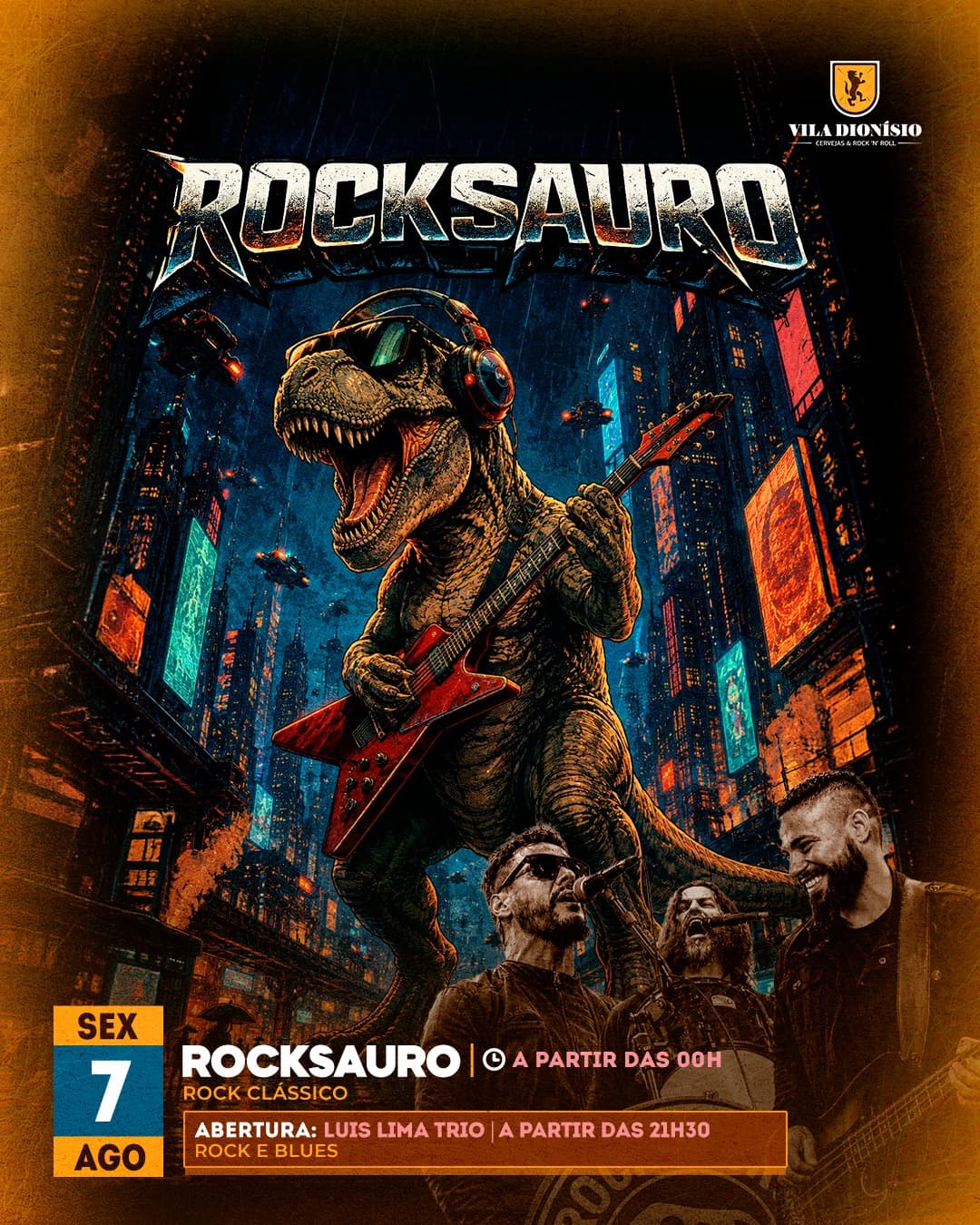 Flyer de Luis Lima Trio e Rocksauro