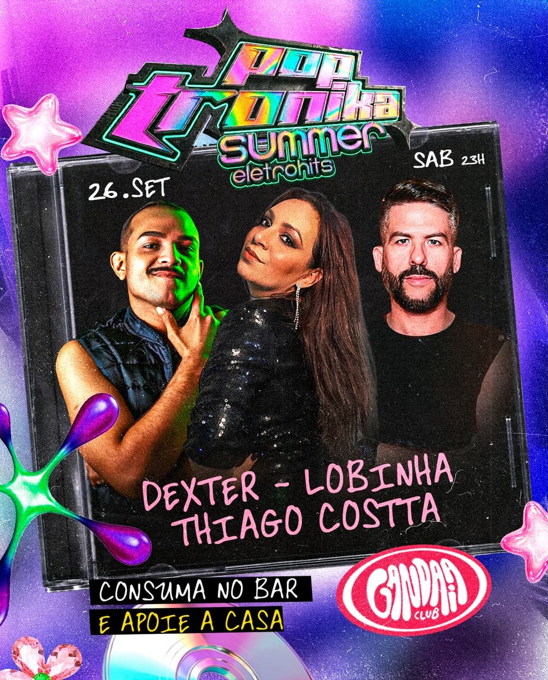 Flyer de DJ Lobinha, Thiago Costta e Bruno Dexter