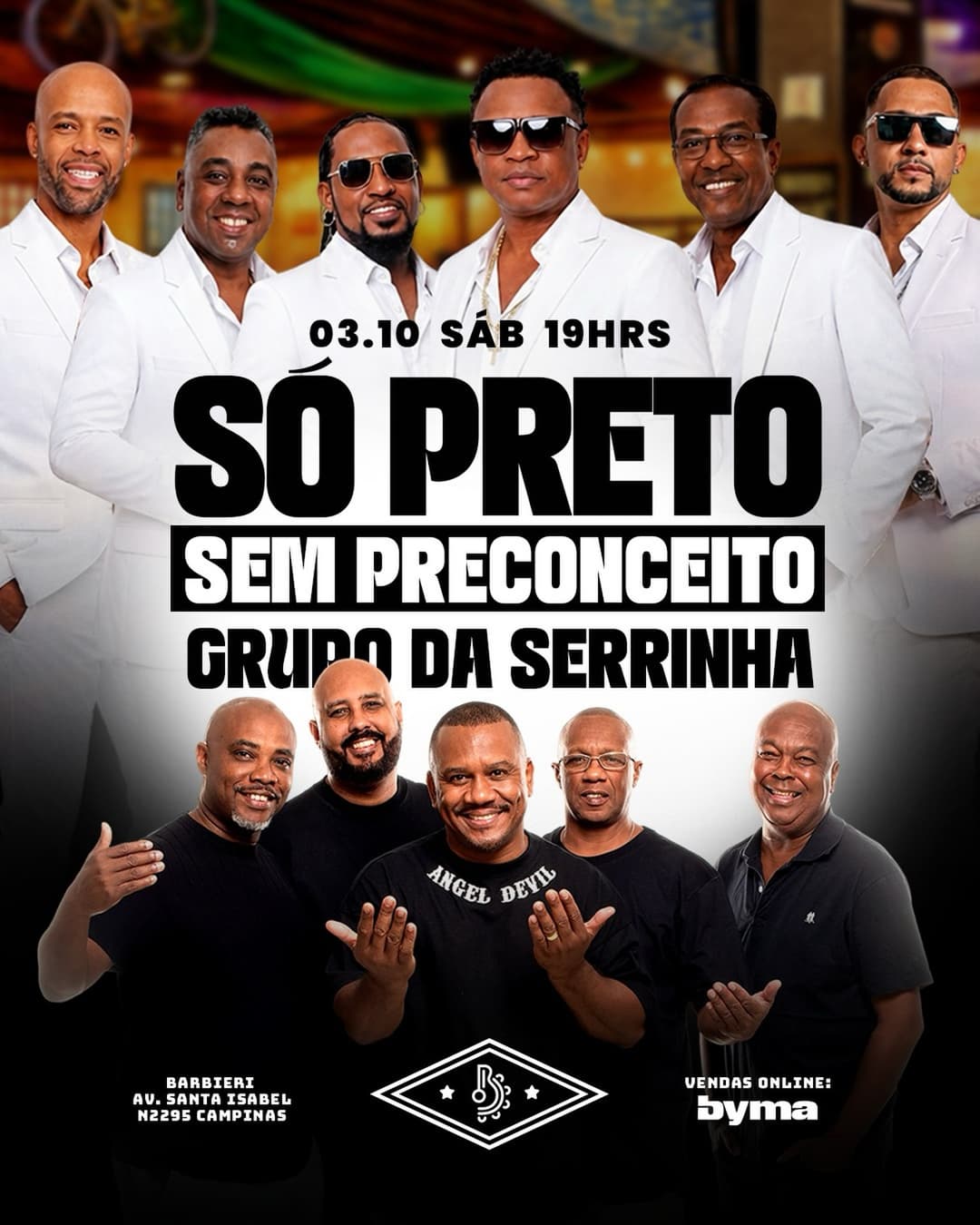Flyer de Grupo Só Preto Sem Preconceito e Da Serrinha