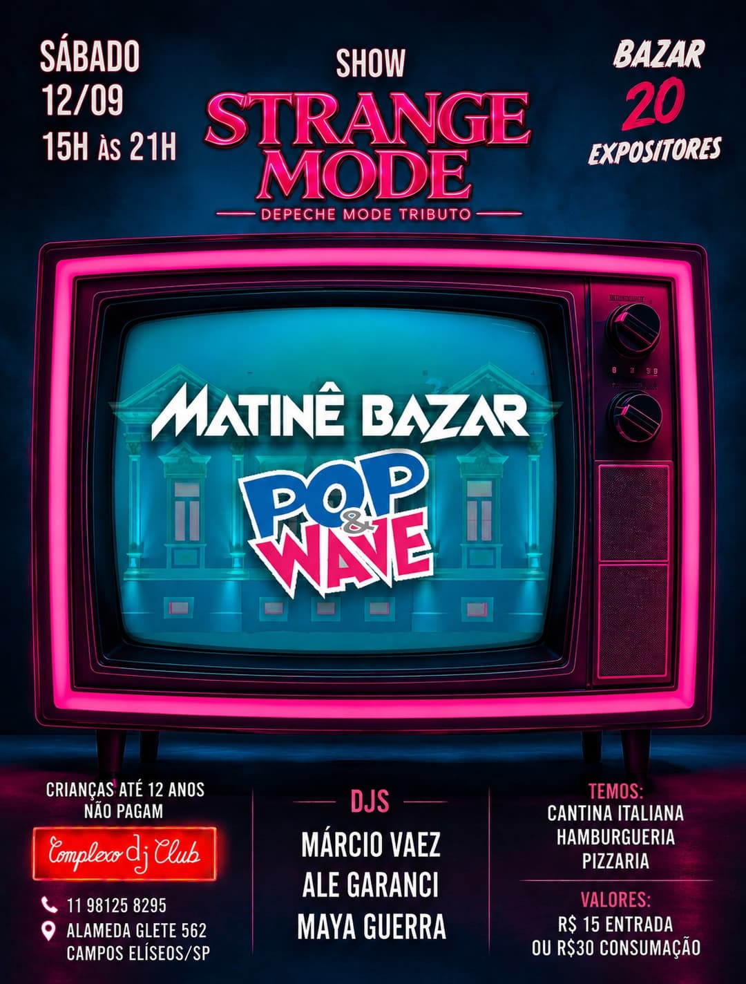 Flyer de Strange Mode, Maya Guerra, Márcio Vaez e Ale Garanci