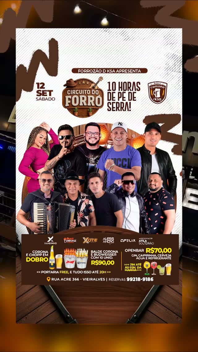 Flyer de Xandinho, Afonso Carense e mais 4 artistas