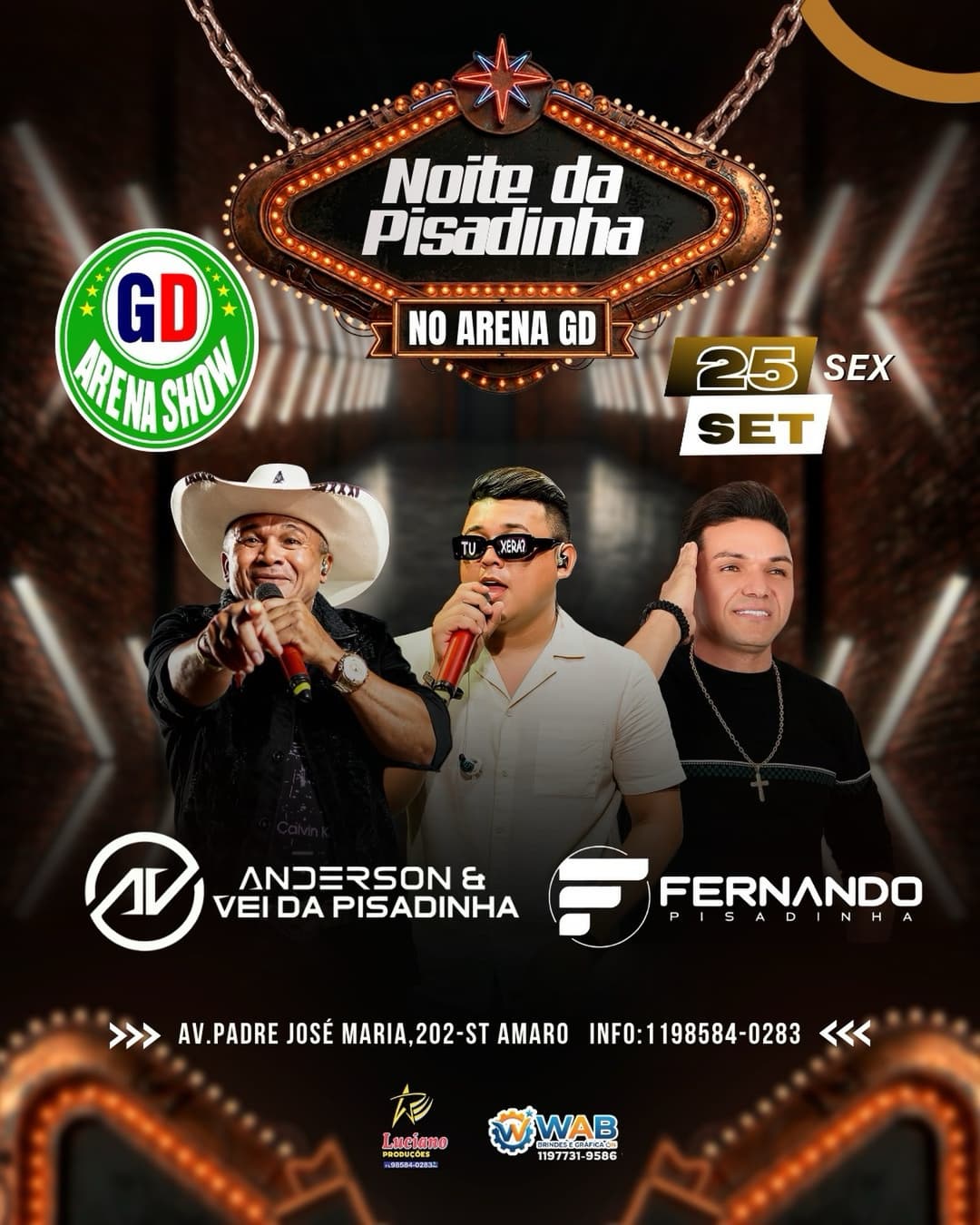 Flyer de Anderson cantor e o véi da pisadinha e Fernando pisadinha