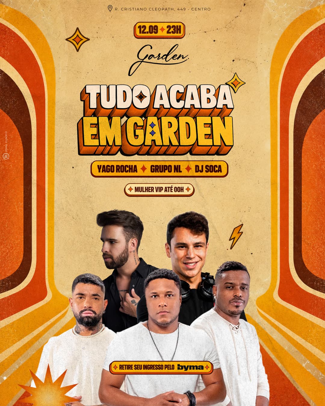 Flyer de Yago Rocha, Grupo NL e DJ Soca