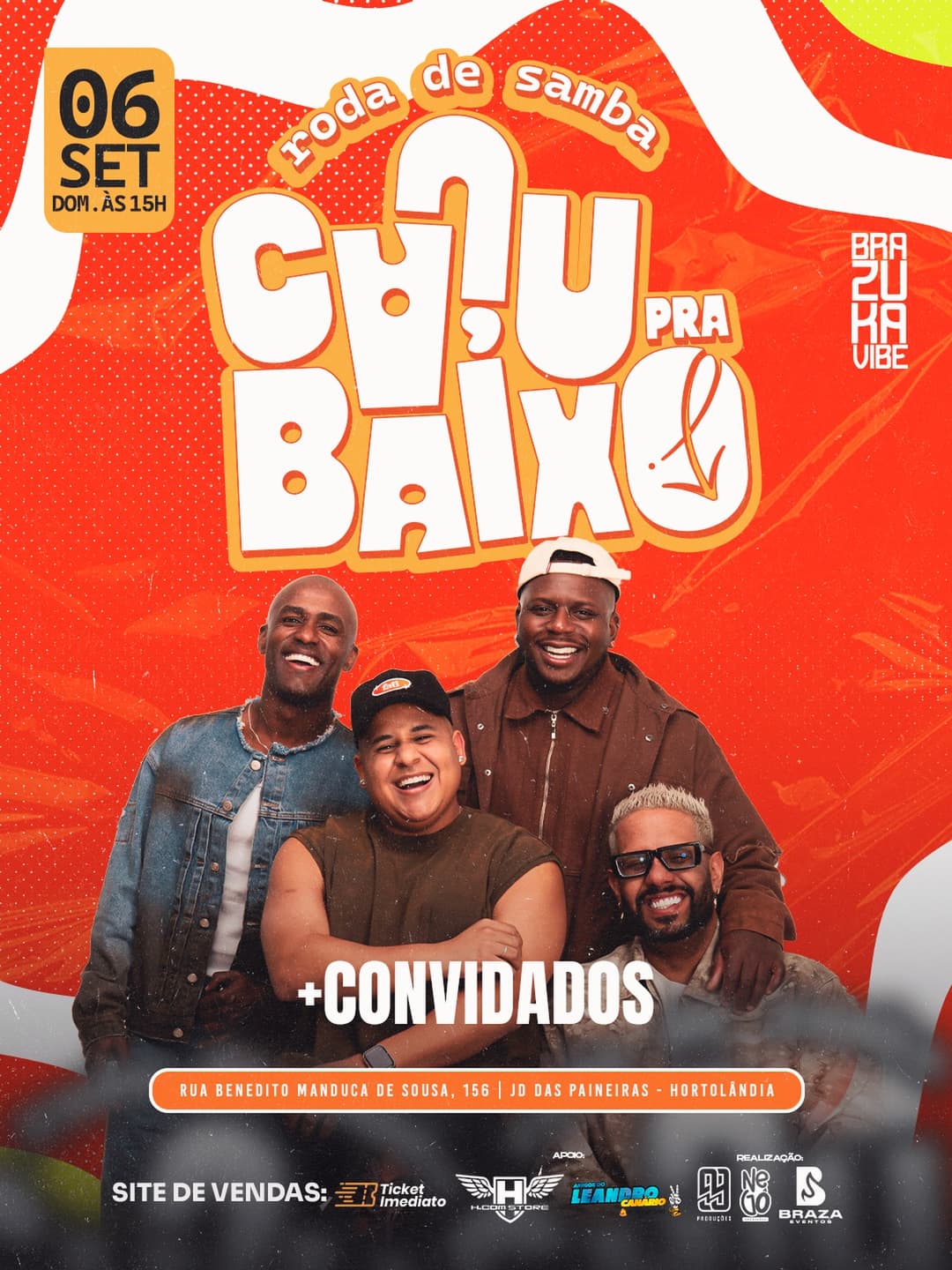 Flyer de Roda de Samba Caju pra Baixo