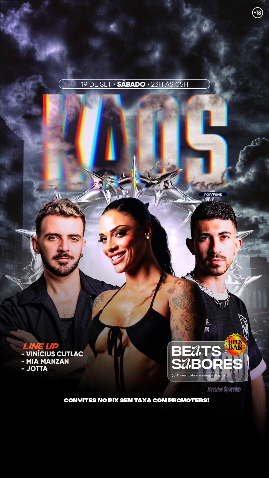 Flyer de Jotta, Vinícius Cutlac e Mia Manzan