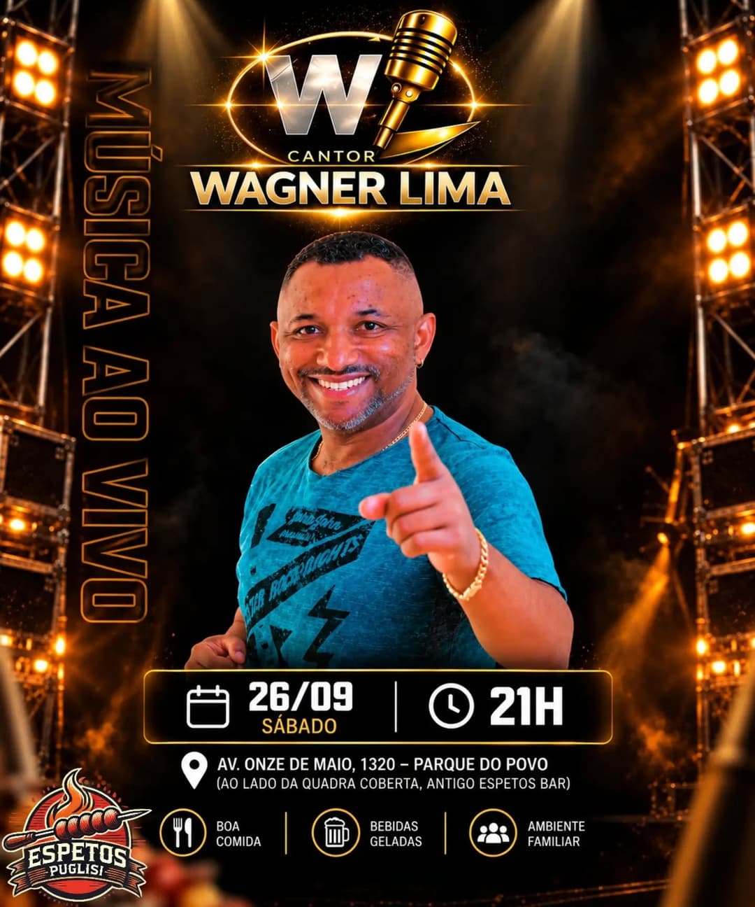 Flyer de Cantor Wagner Lima