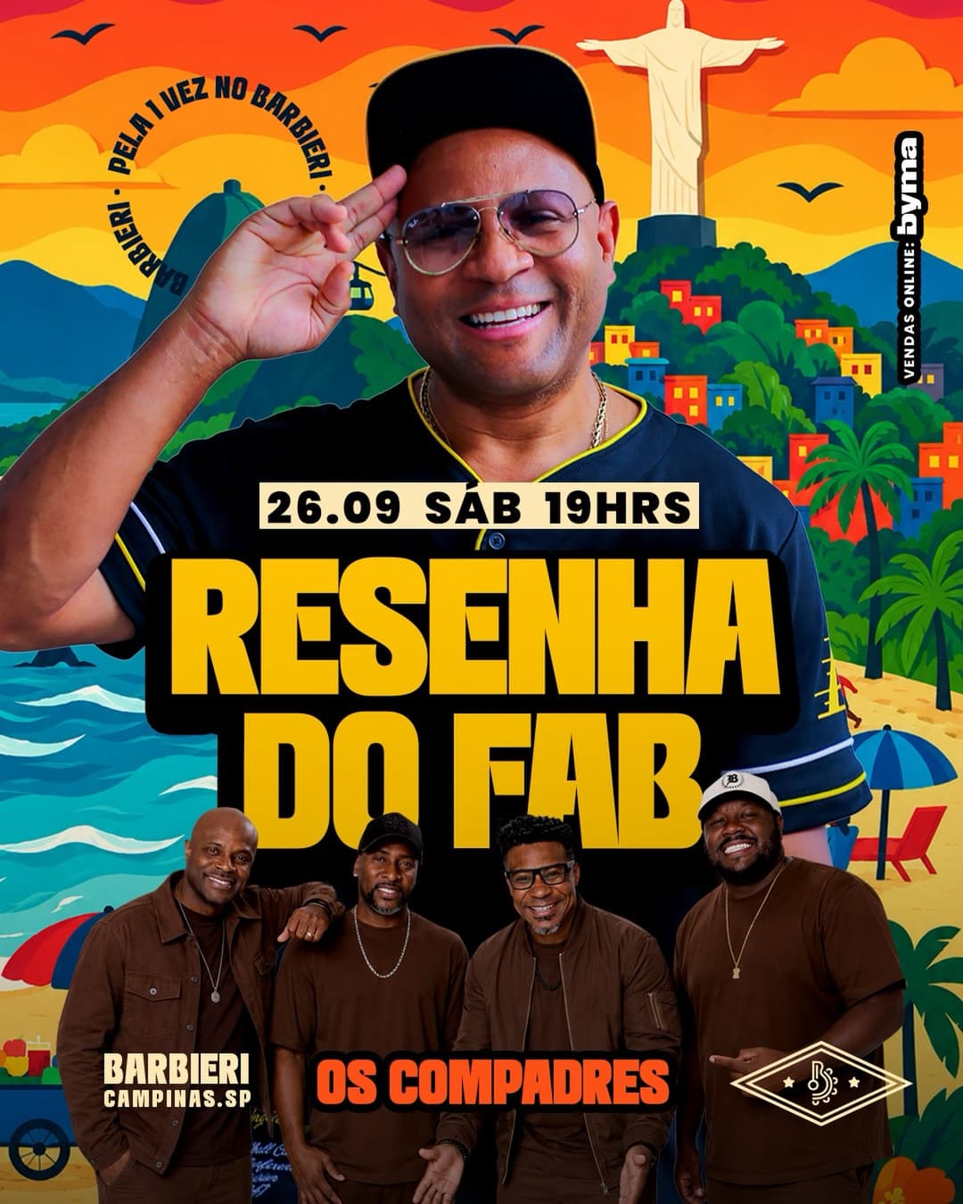Flyer de Os Compadres e FAB