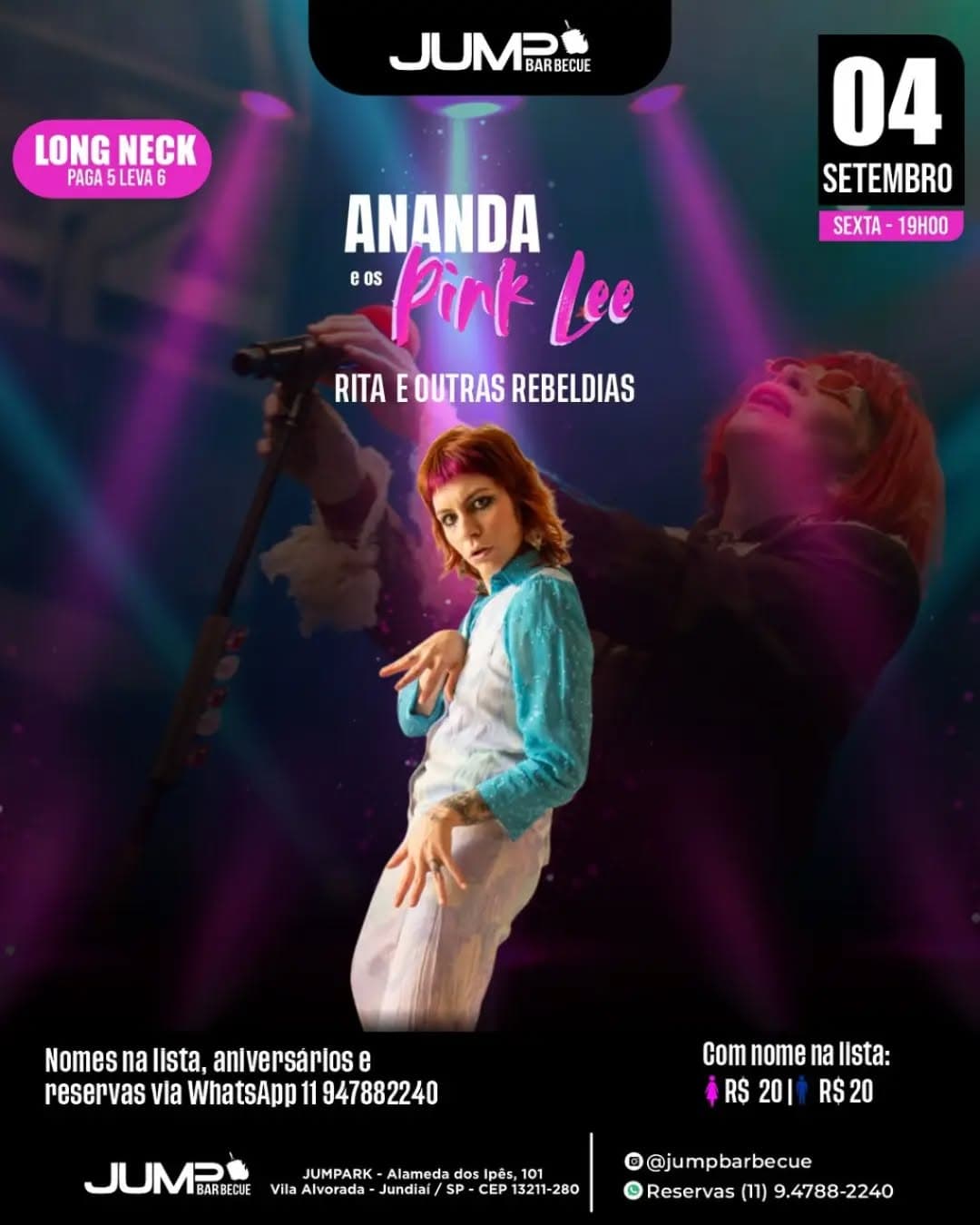 Flyer de Ananda e os Pink Lee e Rita e outras rebeldias