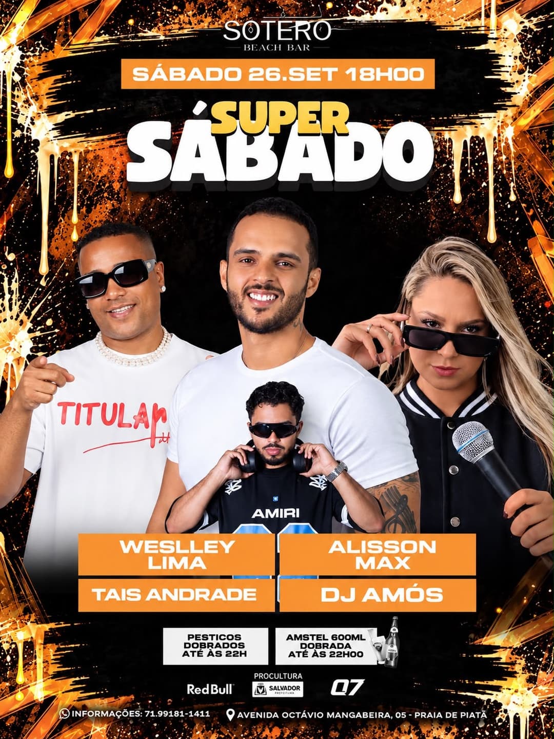Flyer de Amós Carlos, Weslley Lima, Alisson Max e Tais Andrade