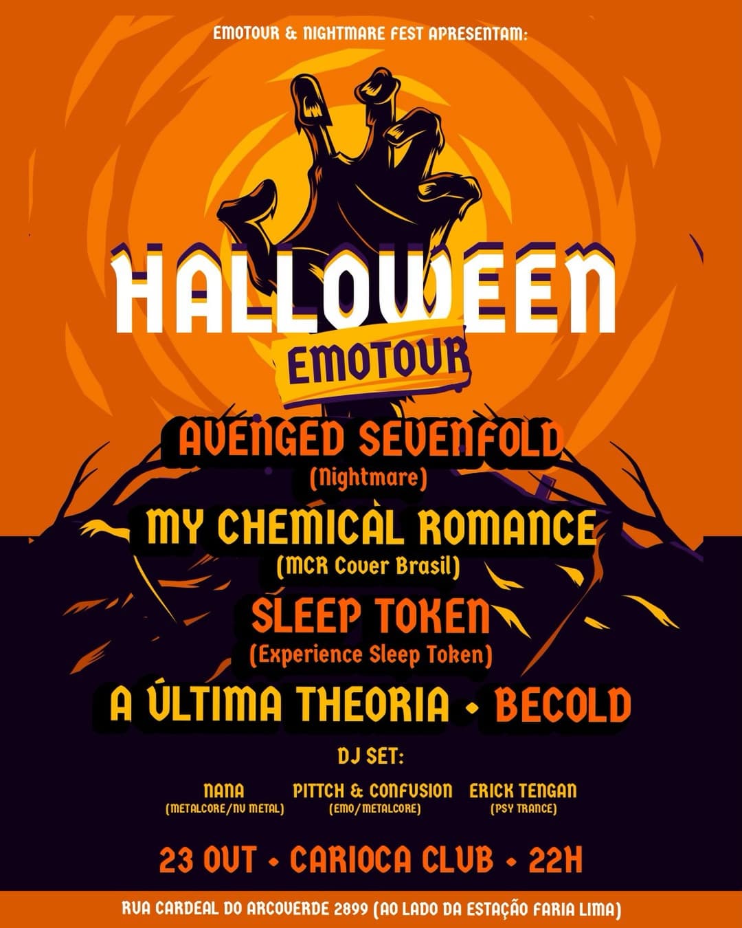 Flyer de Nightmare, My Chemical Romance Cover e mais 6 artistas