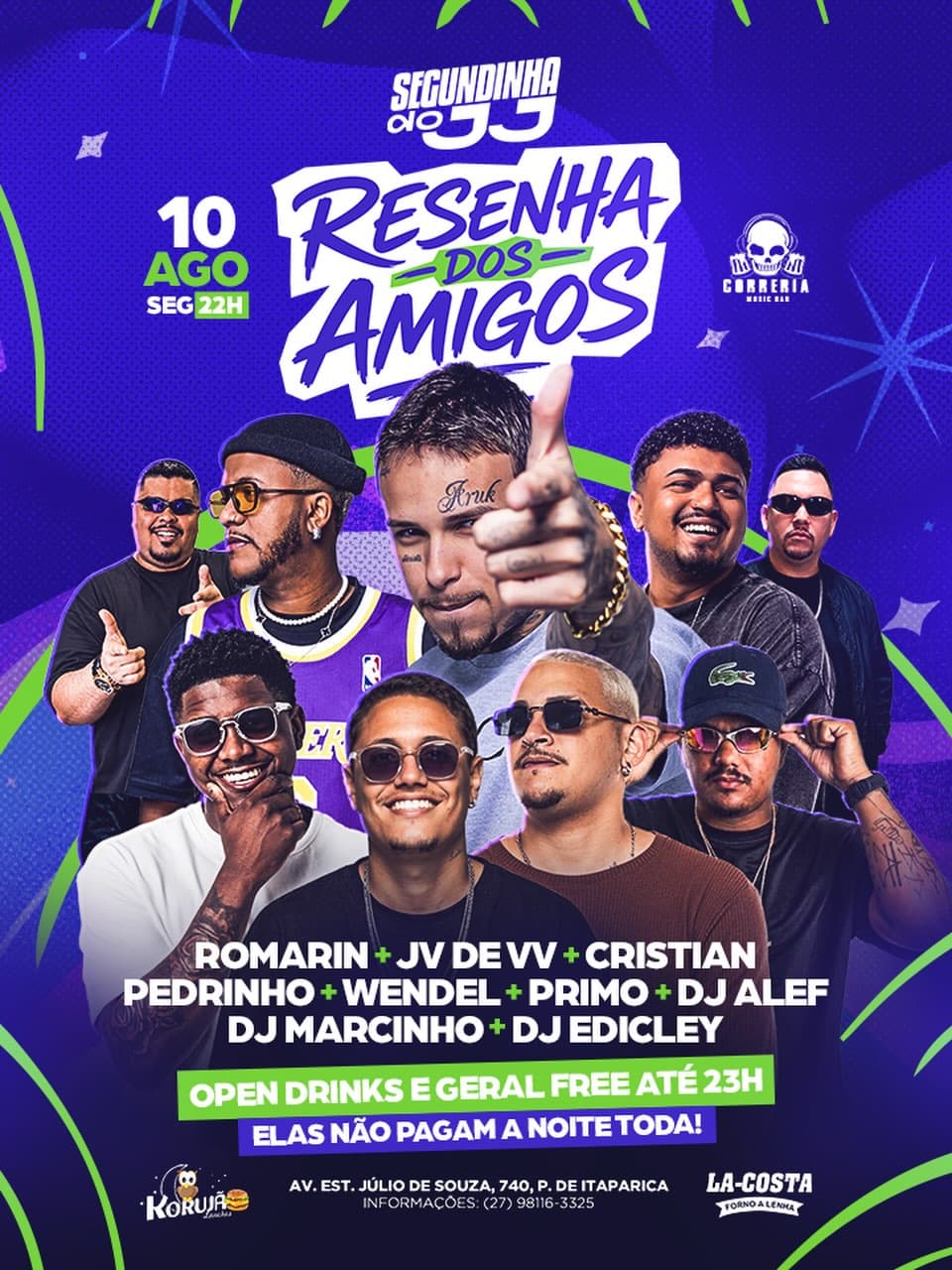 Flyer de ROMARIN, JV DE VV, CRISTIAN, PEDRINHO e mais 5 artistas