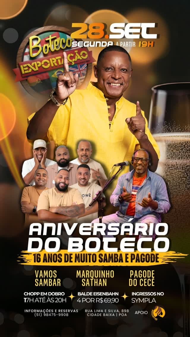 Flyer de Vamos Sambar, Pagode do Cecé e Marquinho Sathan
