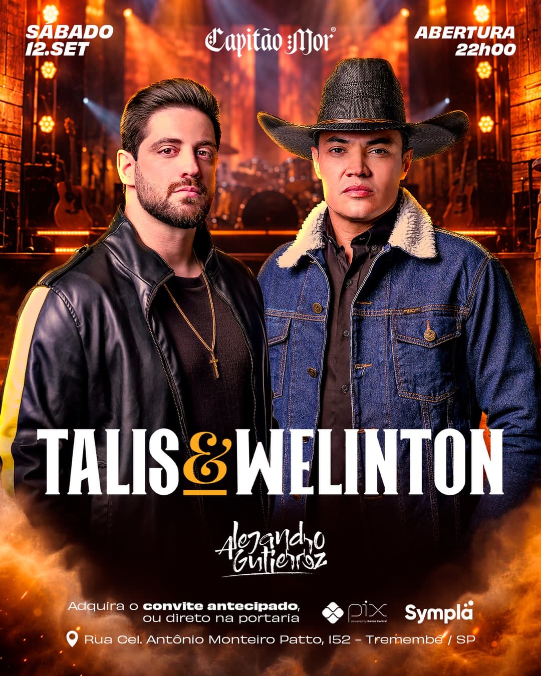 Flyer de Talis e Welinton e Alejandro Gutierrez