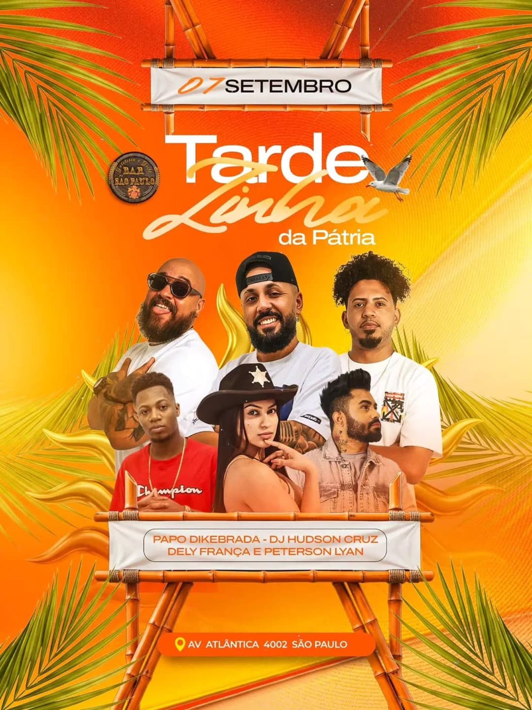 Flyer de DJ Hudson Cruz, Papo Dikebrada e mais 2 artistas