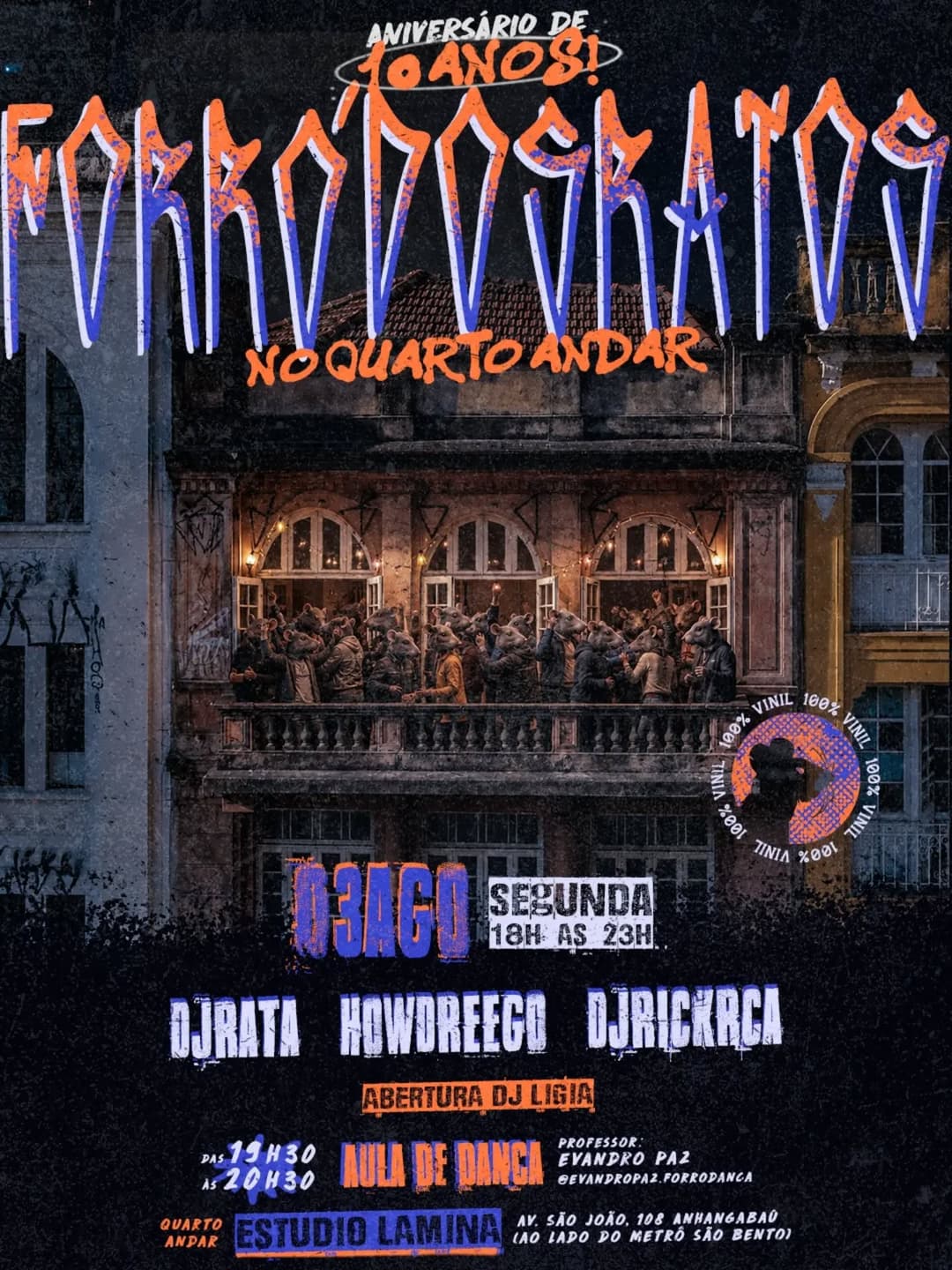 Flyer de Forró dos Ratos, Disco Lada e mais 4 artistas