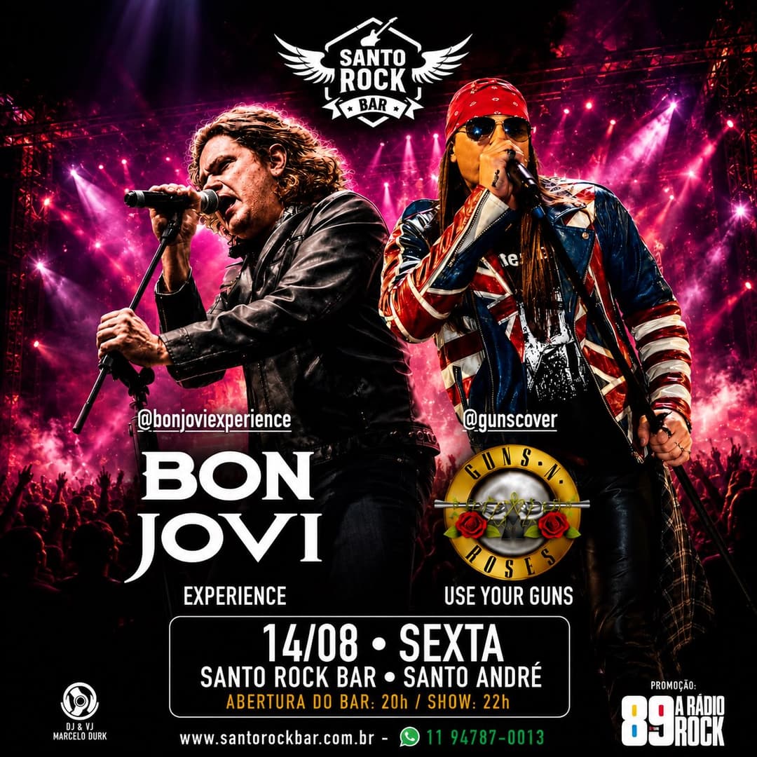Flyer de Bon Jovi Experience e Use Your Guns