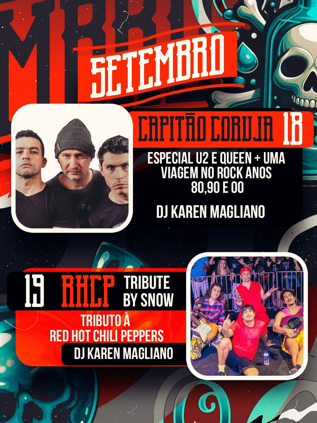 Flyer de Karen Magliano e RHCP Tribute by Snow