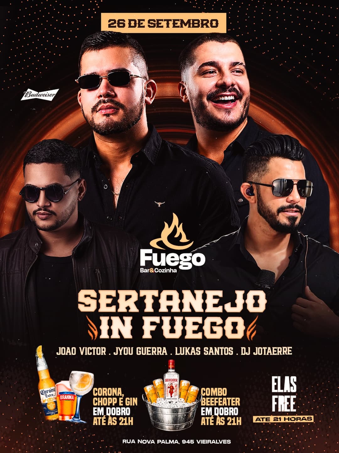 Flyer de Jyou Guerra, Lukas Santos, João Victor e DJ Jotaerre
