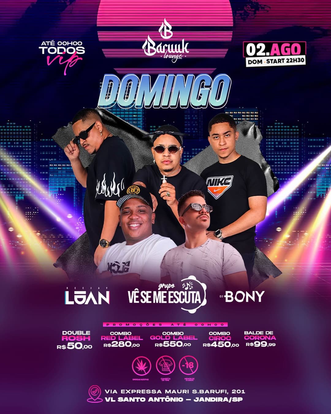 Flyer de Grupo Vê Se Me Escuta, DJ Luan e DJ Bonny