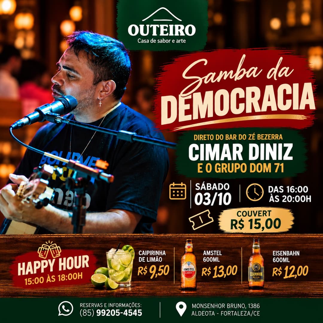 Flyer de Cimar Diniz e Grupo DOM 71