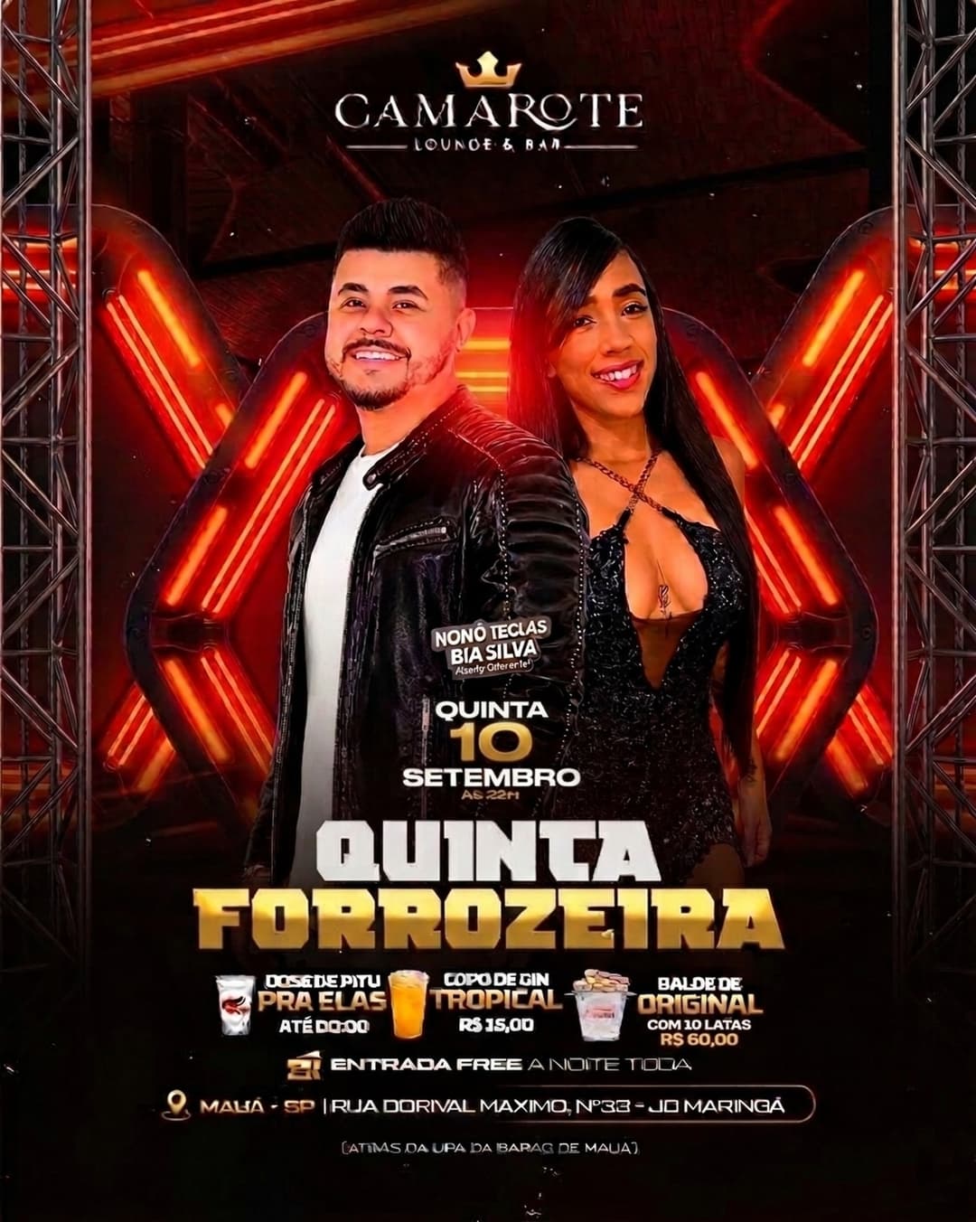 Flyer de Nonô Teclas e Bia Silva