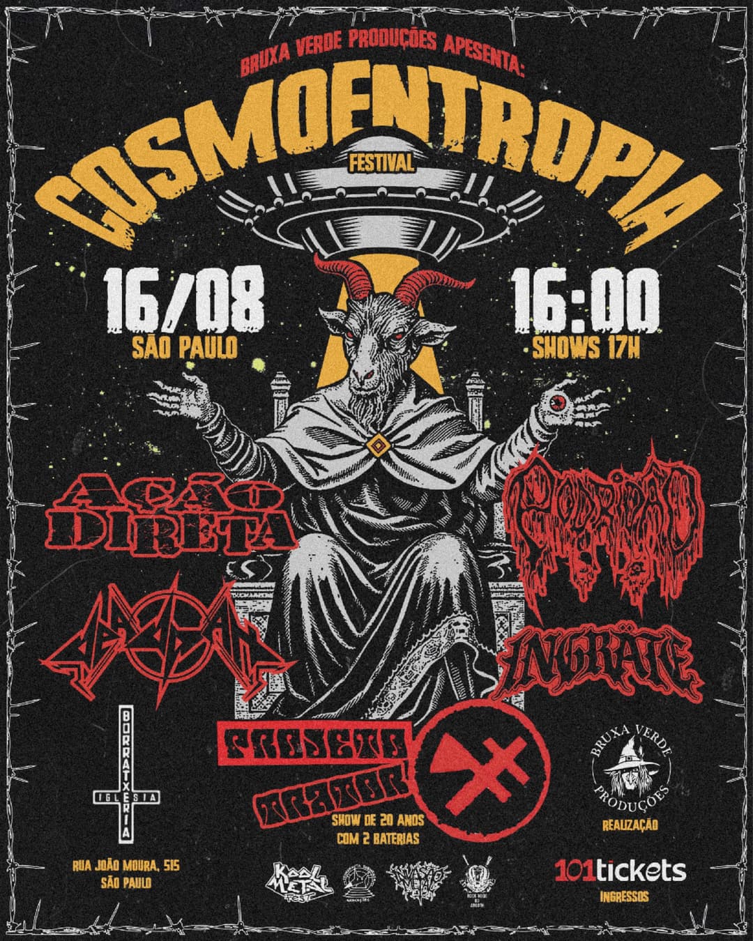 Flyer de Ação Direta, Projeto Trator e mais 5 artistas