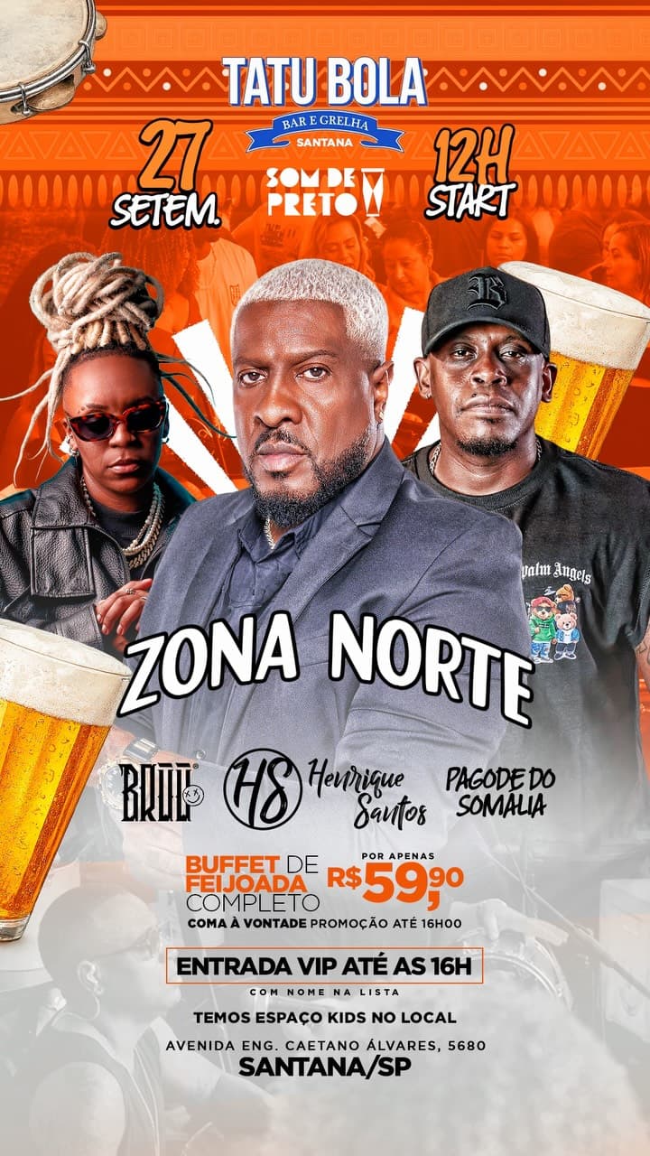 Flyer de Som D'Preto, Bruu, Felipe Somalia e Cantor Henrique