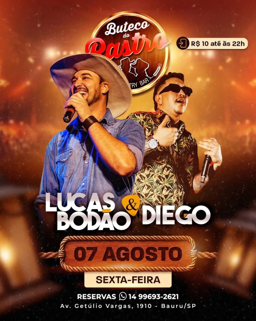 Flyer de Lucas Bodão & Diego