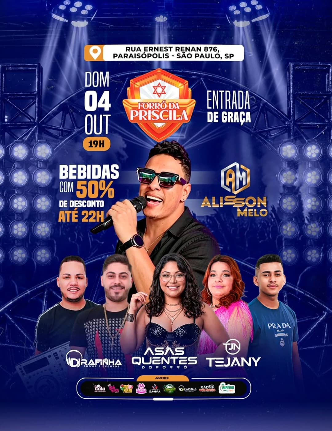 Flyer de Rafinha, Alisson Melo, Asas Quentes do Forró e Tejany