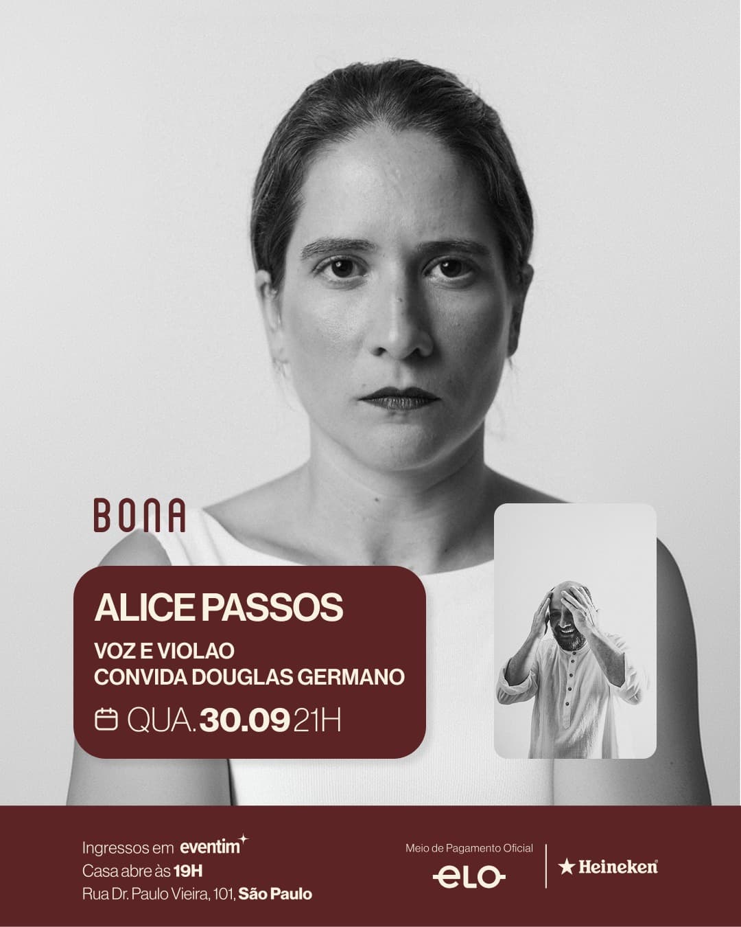Flyer de Alice Passos e Douglas Germano