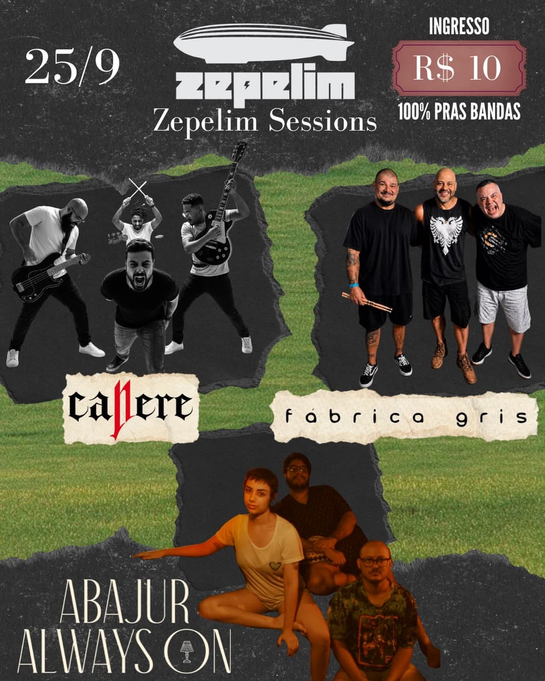 Flyer de Banda Canere, Fábrica Gris e Aba Juralwayson