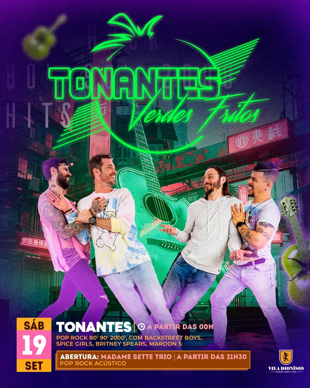 Flyer de Tonantes Verdes Fritos e Madame Sette Trio