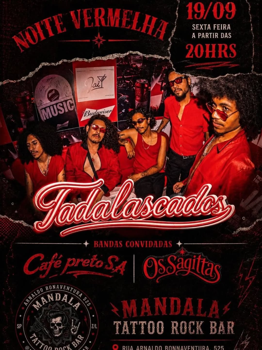 Flyer de Tadalascados, Café Preto Sem Açucar e SAGITTAS