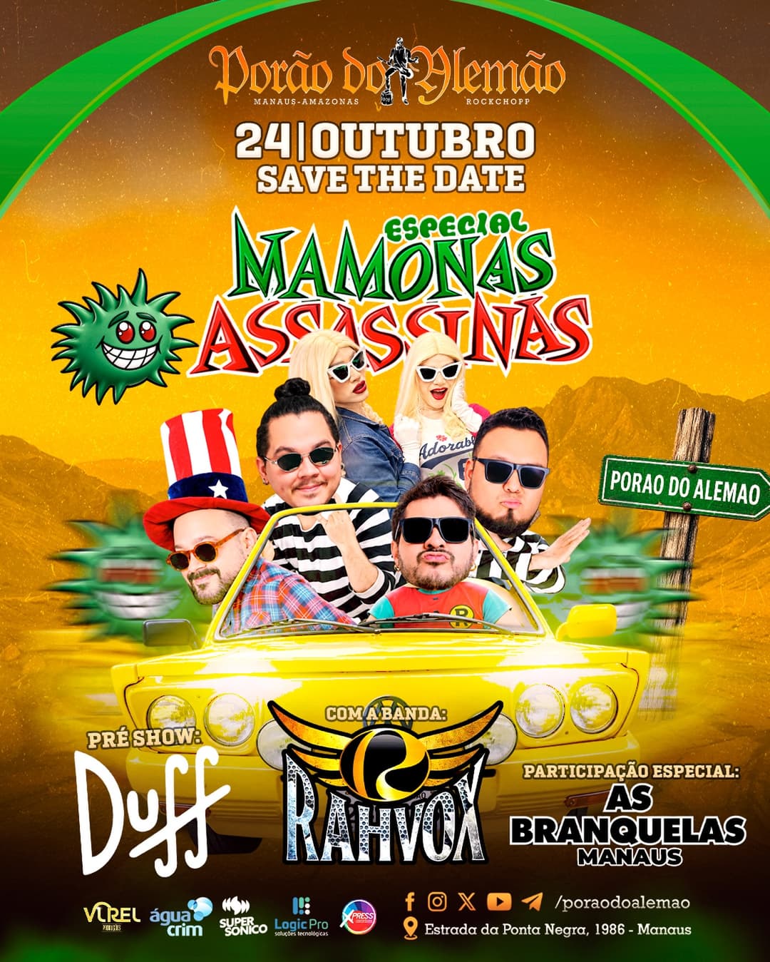 Flyer de Banda Rahvox, Banda Duff e As Branquelas Manaus