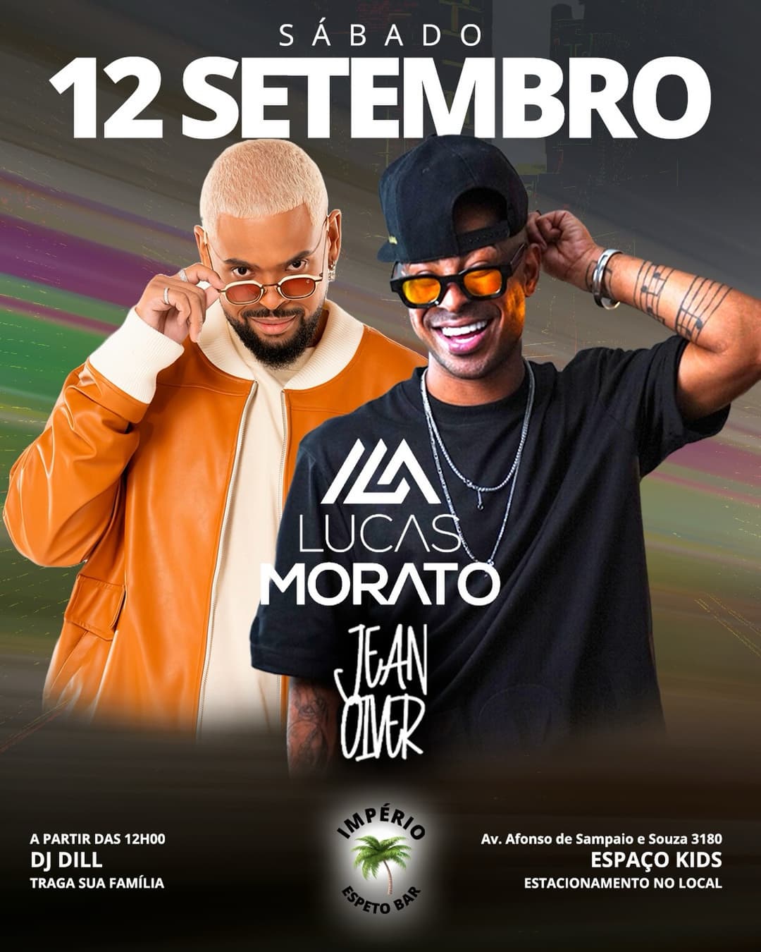 Flyer de Jean Oliver, Dj Dill e Lucas Morato