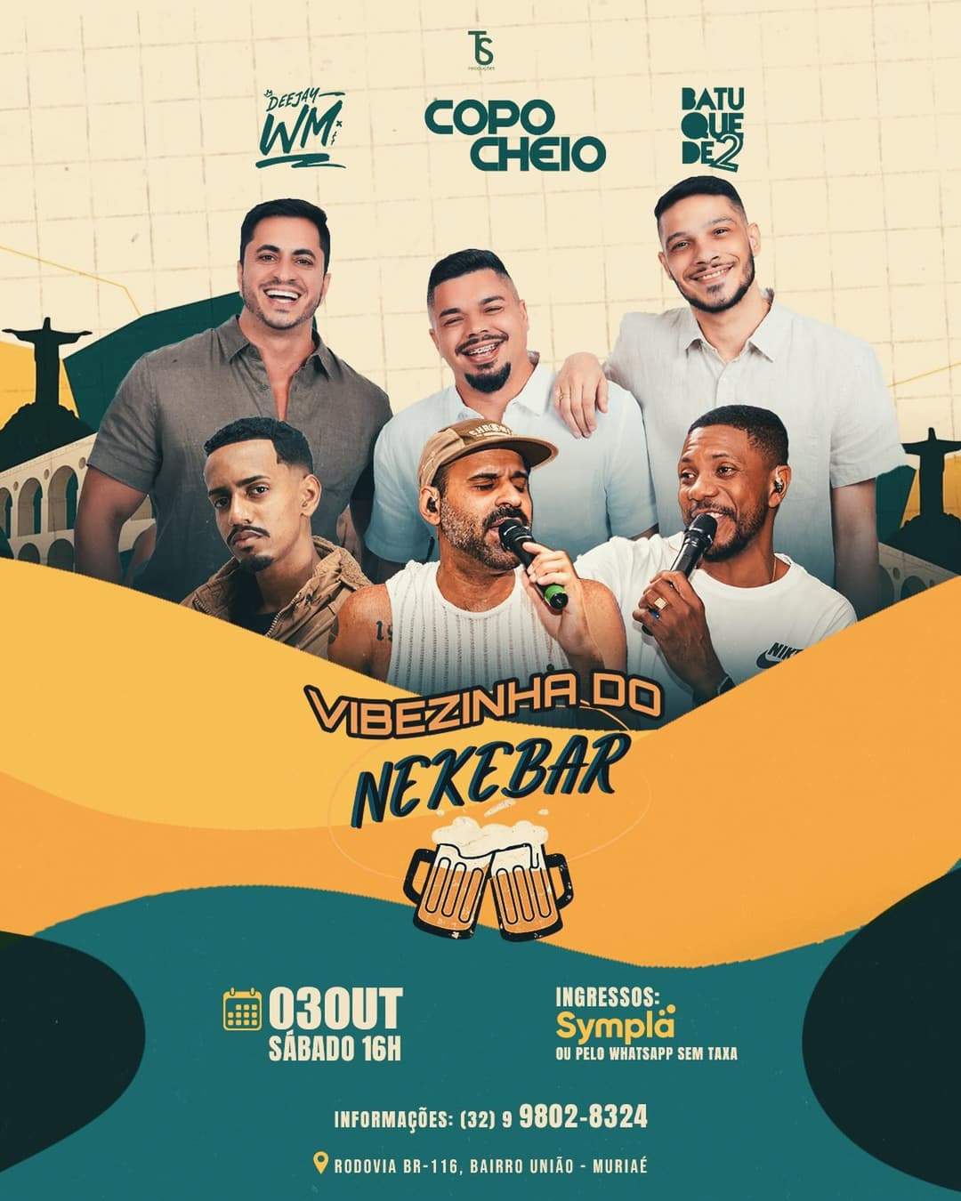 Flyer de Batuque de 2, DJ WM e Banda Copo Cheio
