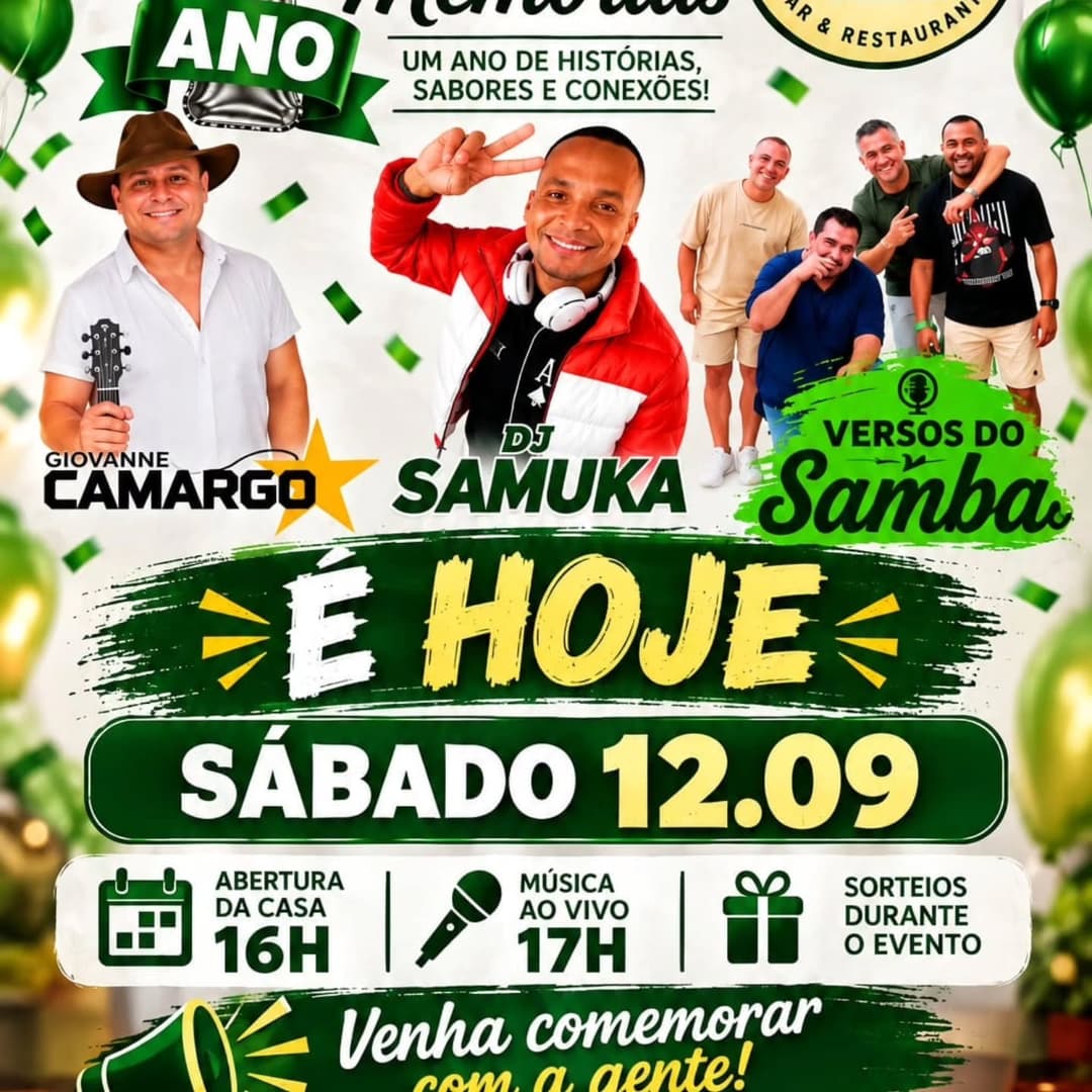 Flyer de Giovanne Camargo, DJ Samuka e Versos do Samba