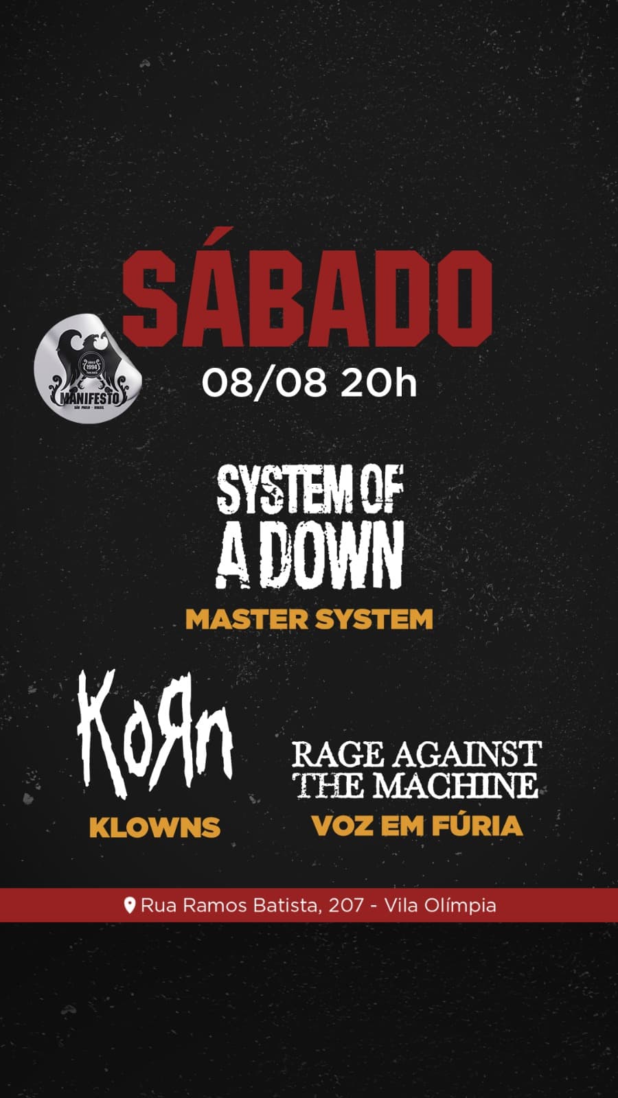 Flyer de Voz em Fúria, KoRn Experience Brazil e Master System
