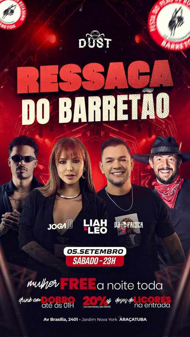 Flyer de Joga 10, Liah & Leo e DJ Faísca