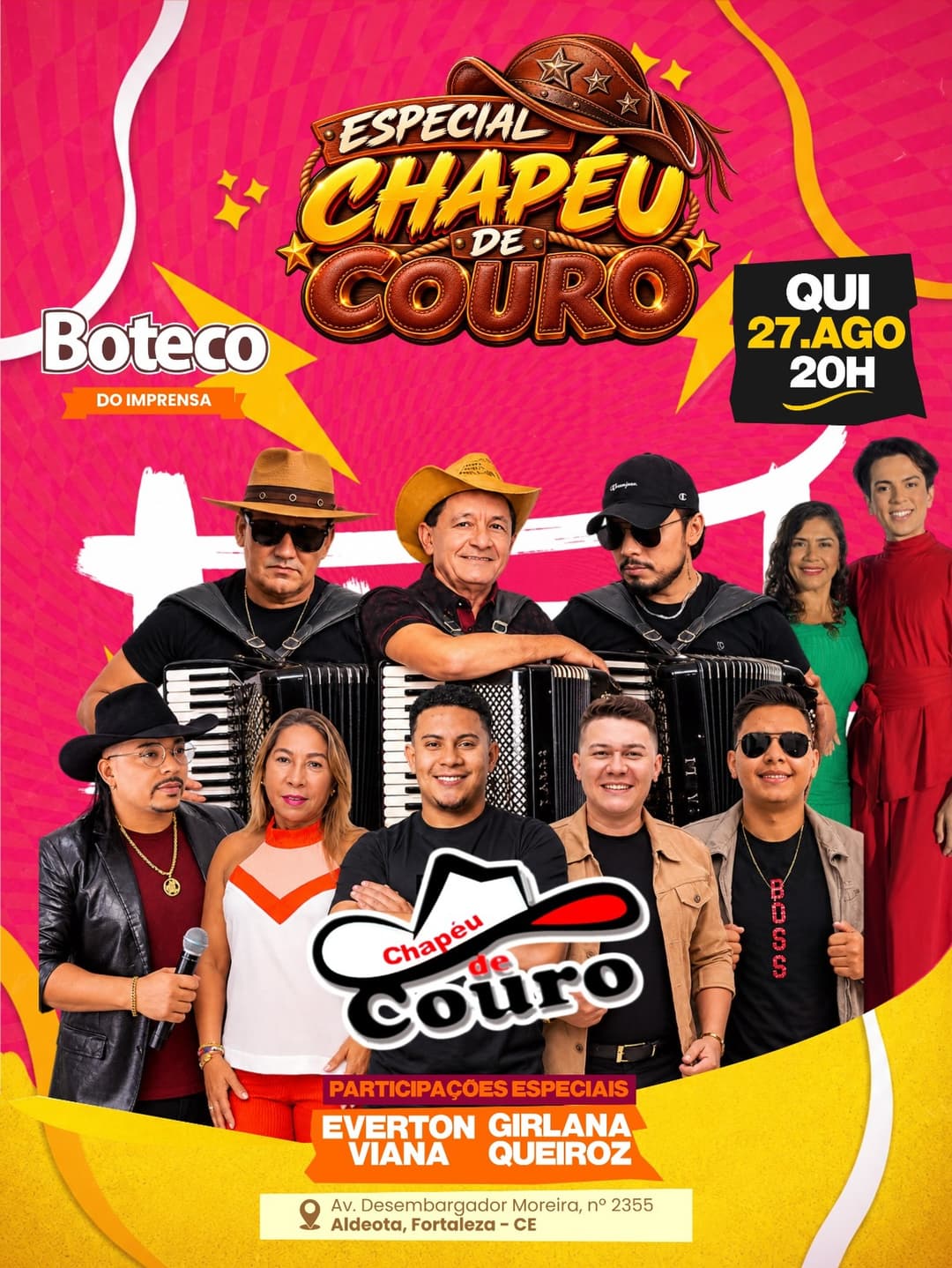 Flyer de Banda Chapéu de Couro, Everton Viana e Girl Ana Queiroz